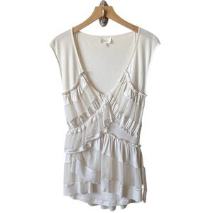 Anthro Deletta ruffle top cream size S small